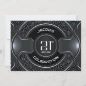 Modern Zwart Zilver 21e Verjaardagsfeestje Kaart (Achterkant)