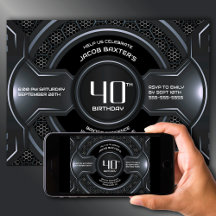 Modern Zwart Zilver 40e Verjaardagsfeestje