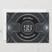 Modern Zwart Zilver 55e Verjaardagsfeestje Kaart (Achterkant)