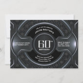 Modern Zwart Zilver 60e Verjaardagsfeestje Kaart (Voorkant)