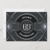 Modern Zwart Zilver 65e Verjaardagsfeestje Kaart (Achterkant)