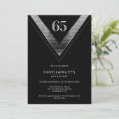 Modern Zwart Zilver 65e Verjaardagsfeestje Kaart (Staand voorkant)