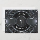 Modern Zwart Zilver 70e Verjaardagsfeestje Kaart (Achterkant)