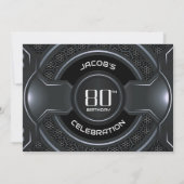 Modern Zwart Zilver 80ste Verjaardagsfeest Kaart (Achterkant)