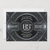 Modern Zwart Zilver 85e Verjaardagsfeestje Kaart (Voorkant)