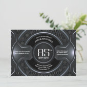 Modern Zwart Zilver 85e Verjaardagsfeestje Kaart (Staand voorkant)