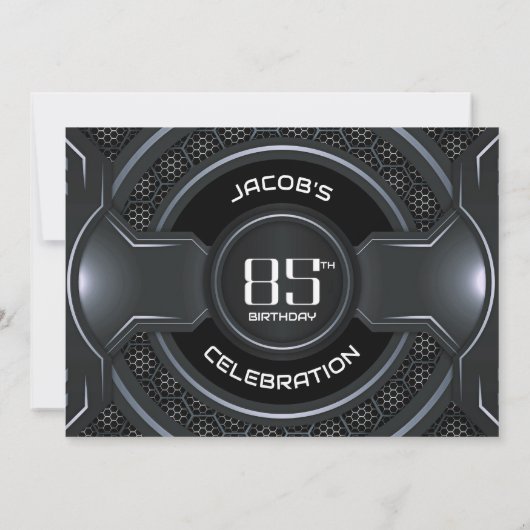 Modern Zwart Zilver 85e Verjaardagsfeestje Kaart (Achterkant)