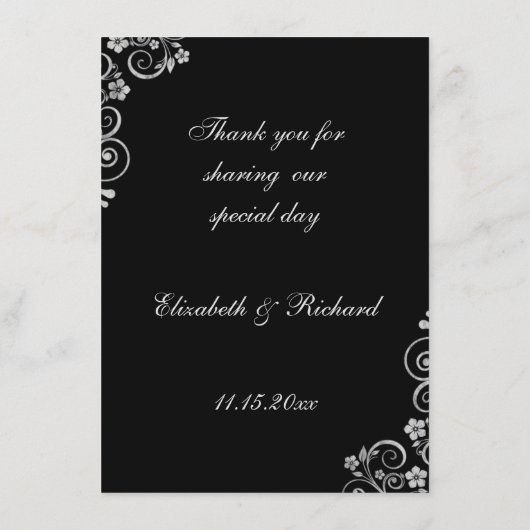 Modern Zwart Zilver Bruiloft Ceremonie Routebeschr Informatiekaartje (Achterkant)