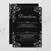 Modern Zwart Zilver Bruiloft Ceremonie Routebeschr Informatiekaartje (Voorkant / Achterkant)