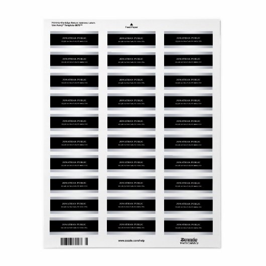 Modern Zwart Zilver Elegant Sjabloon Chique Popula Etiket (Full Sheet)
