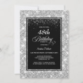 Modern zwart zilver elke leeftijd verjaardagsfeest kaart (Voorkant)