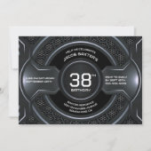 Modern zwart zilver elke leeftijd verjaardagsfeest kaart (Voorkant)