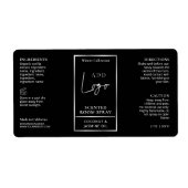 Modern Zwart & Zilver Logo Room Spray Bottle Label (Voorkant)