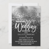 Modern Zwart Zilveren Folie Confetti Ombre Wedding Kaart (Voorkant)