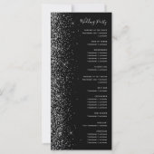 Modern zwart zilveren glitters huwelijksprogramma (Achterkant)