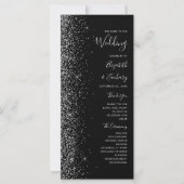 Modern zwart zilveren glitters huwelijksprogramma (Voorkant)