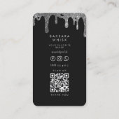 Modern Zwart Zilveren Whisk Bakkerij Chef Cateraar Visitekaartje (Achterkant)