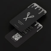 Modern Zwart Zilveren Whisk Bakkerij Chef Cateraar Visitekaartje