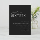 Modern Zwart Zoet Zestien | Gestroomlijnde 16e ver Kaart (Staand voorkant)