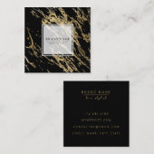 modern zwart zwart goudmarmer vierkant vierkante visitekaartje (Voorkant / Achterkant)