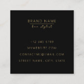 modern zwart zwart goudmarmer vierkant vierkante visitekaartje (Achterkant)