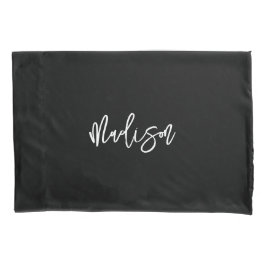 Modern zwart zwart wit, gepersonaliseerde monogram kussensloop