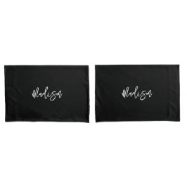 Modern zwart zwart wit, gepersonaliseerde monogram kussensloop