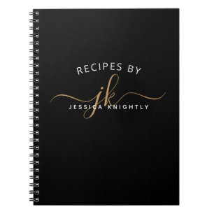 Modern zwart-zwart-witmonogram, naam stijlvol notitieboek