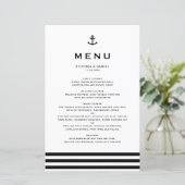 Modern zwarte anchor Nautical Wedding Menu Card (Staand voorkant)