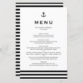Modern zwarte anchor Nautical Wedding Menu Card (Voorkant / Achterkant)
