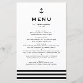 Modern zwarte anchor Nautical Wedding Menu Card (Voorkant)
