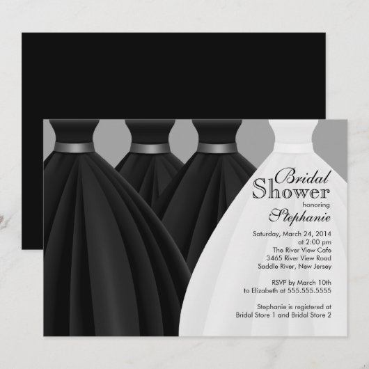 Modern Zwarte bruidsmeisjes bruidsjurk Vrijgezelle Kaart (Voorkant / Achterkant)