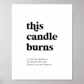 Modern Zwarte Deze Kaars Brandt Herdenking Bord Poster (Voorkant)