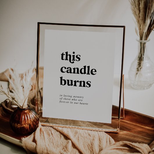 Modern Zwarte Deze Kaars Brandt Herdenking Bord Poster