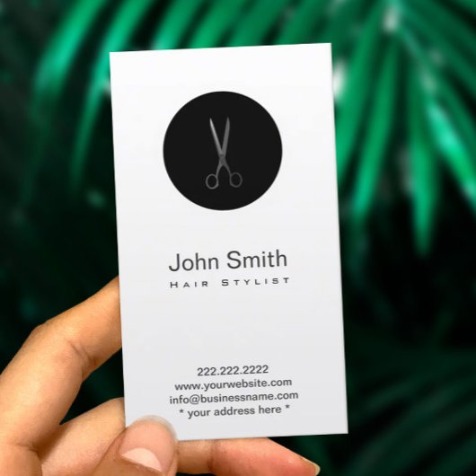 Modern zwarte-dot-schaar-haarprofielkaart visitekaartje