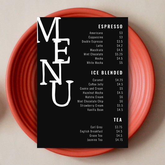 Modern Zwarte Eternity Bar Menu Petite Paper Co.