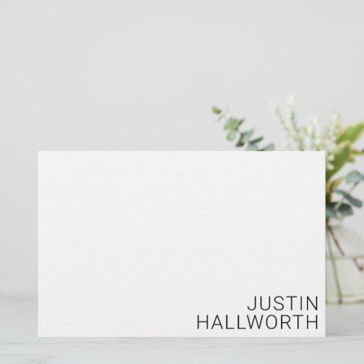 Modern zwarte naam op wit briefpapier (Staand voorkant)