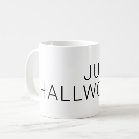 Modern zwarte naam op wit koffiemok (Voorkant links)