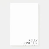 Modern zwarte naam op wit post-it® notes (Voorkant)