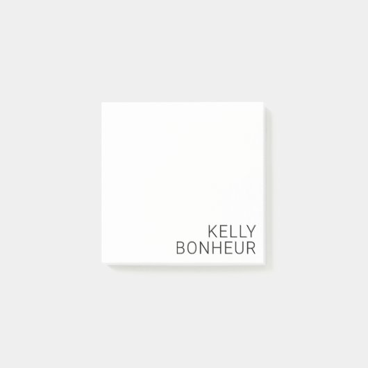 Modern zwarte naam op wit post-it® notes (Voorkant)