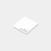 Modern zwarte naam op wit post-it® notes (Schuin)