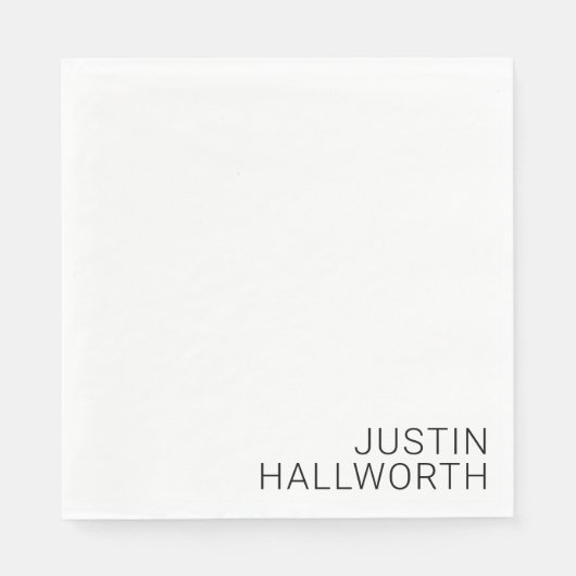 Modern zwarte naam op wit servet (Voorkant)