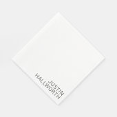 Modern zwarte naam op wit servet (Hoek)