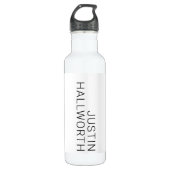 Modern zwarte naam op wit waterfles  (Voorkant)