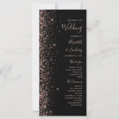 Modern Zwarte Roze Gouden Glitter Trouwprogramma (Voorkant)
