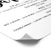 Modern Zwarte Script Bruilofts Bar Menu Poster (Hoek)