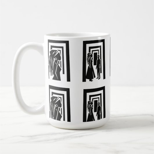Modern Zwarte Silhouet Unity Design Koffiemok (Links)