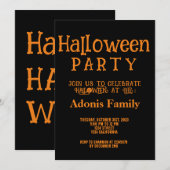 Modern Zwarte Sinaasappels Fijne Halloween Feest Kaart (Voorkant / Achterkant)