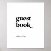 Modern Zwarte Typografie Gastboek Bord Poster (Voorkant)