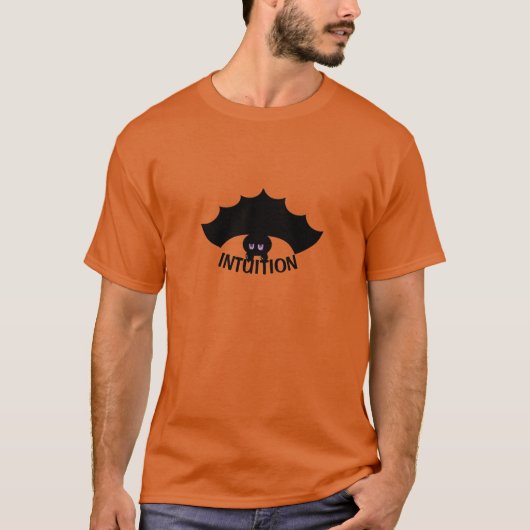 Modern Zwarte Vleermuis & Calligrafie T-Shirt (Voorkant)